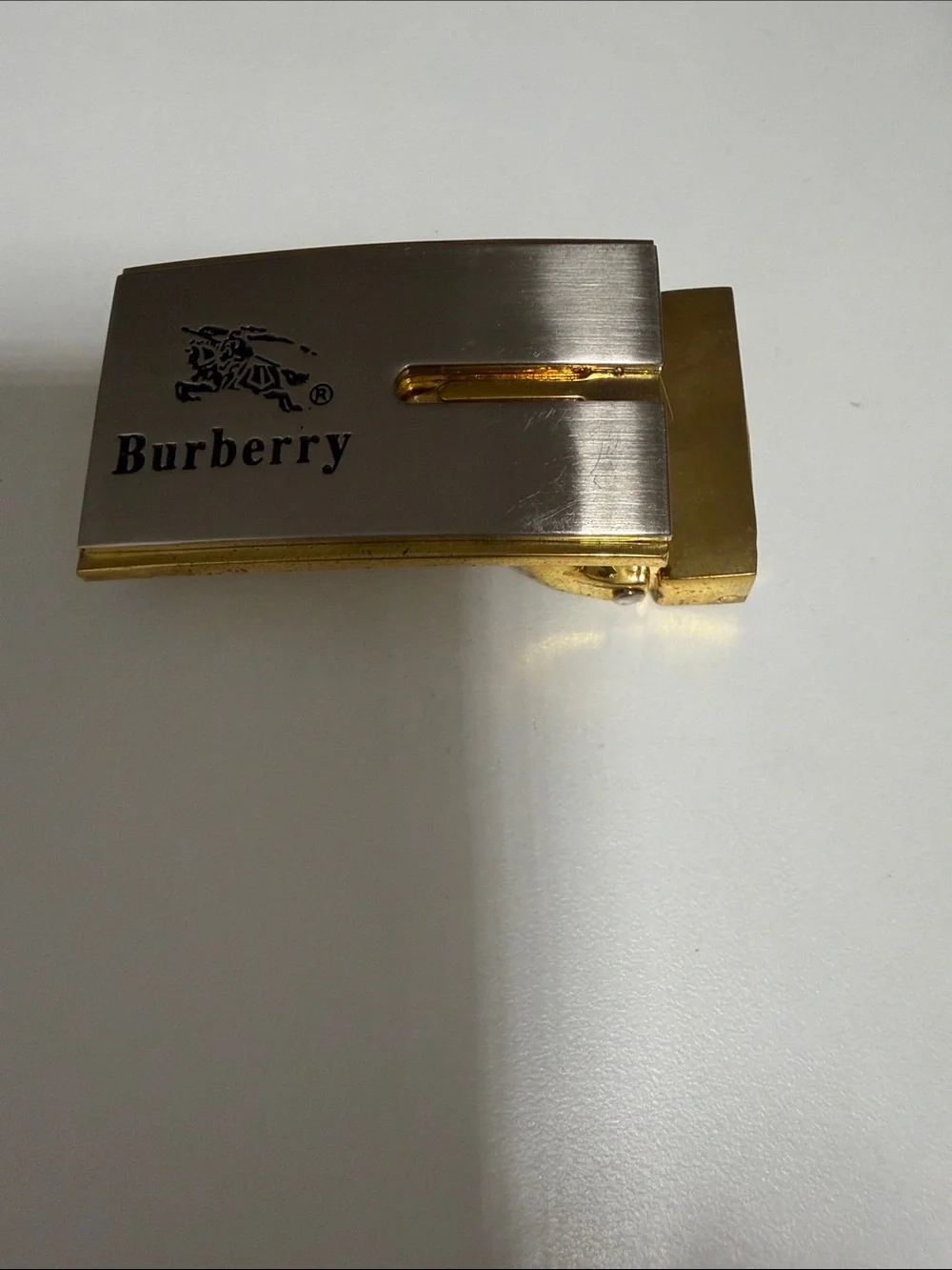 Vintage Burberry Men’s Two-Tone Gold & Silver Belt Buckle